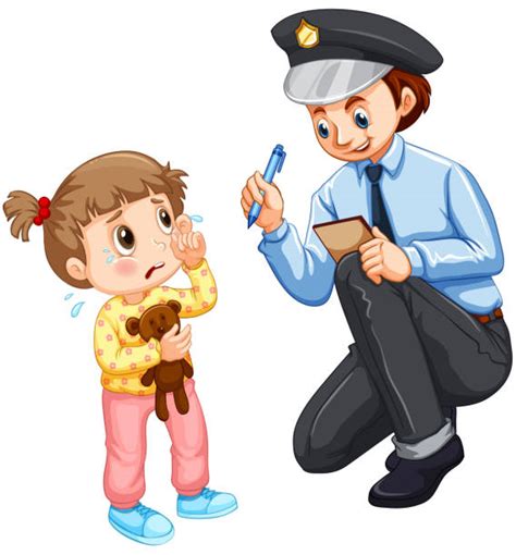 Police Officer Helping Child Illustrations Royalty Free Vector