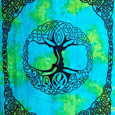 Celtic Tree Of Life Tye Dye Tapestry