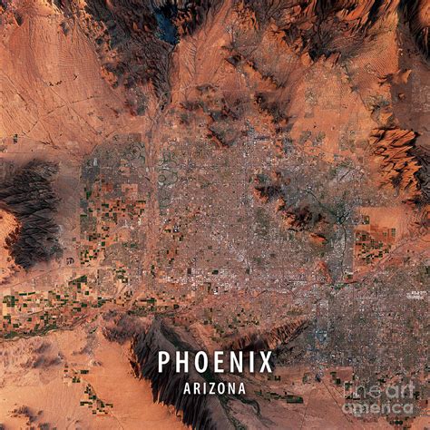 Phoenix 3d Render Satellite View Topographic Map Digital Art By Frank