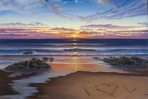 Ocean Sunset Beach Oil Painting By Wesvandykeart On Etsy