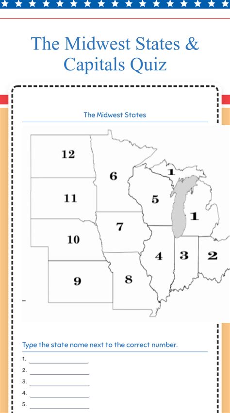 Midwest States And Capitals Quiz Printable Printable Word Searches