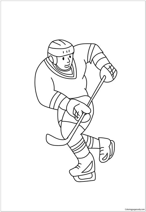 Ice Hockey Playing Coloring Page Free Printable Coloring Pages