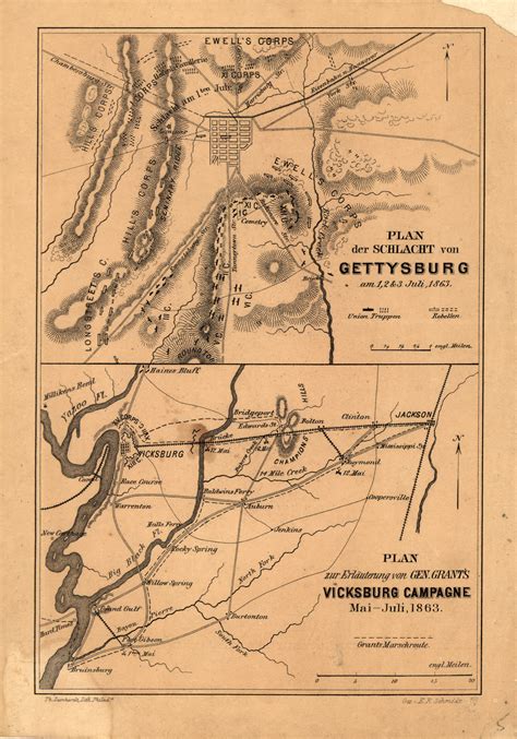 Plan Der Schlacht Von Gettysburg Am 1 2 3 Juli 1863 Plan Zur