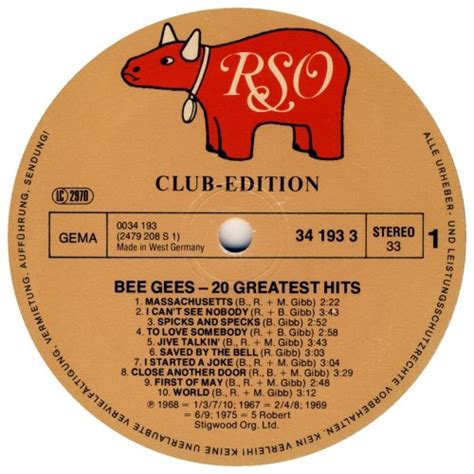 Bee Gees 20 Greatest Hits 1978 Lp