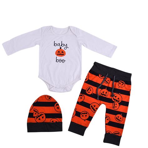 Per 3pcs Cotton Halloween Baby Clothes Pumpkin Lantern