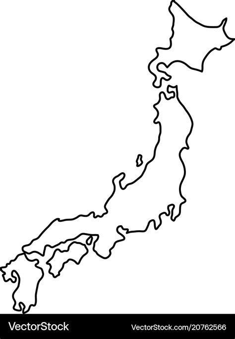 Japan Map Of Black Contour Curves Of Royalty Free Vector