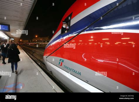 A High Speed Train Driver Stands In The First Frecciarossa A High