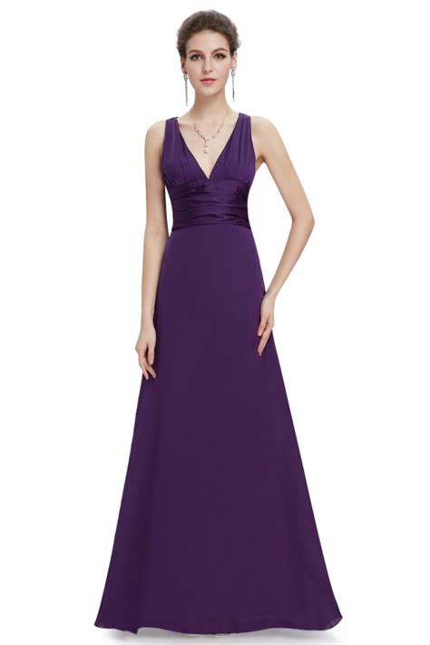 Dark Purple Sexy V Neck Chiffon Evening Dress For Formal 42 Ep09008dp