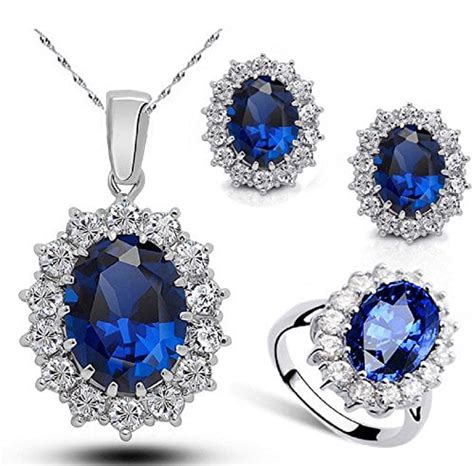 Cubic Zirconia Sapphire Jewelry Set Ring Size Walmart Com