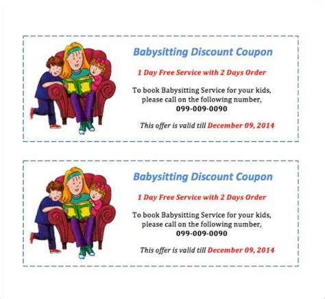 11 Baby Sitting Coupon Templates Psd Ai Indesign Word Free