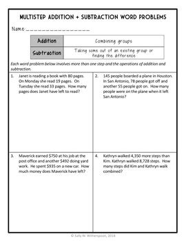 Students should have studied column form addition before attempting these these worksheets mix addition and subtraction word problems. Multistep Addition & Subtraction Word Problems, 4th Grade ...