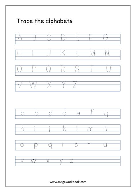 English Worksheet Alphabet Tracing Capital And Small Letters A Z A