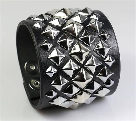 Pyramid Supreme Studded Leather Wristband Bracelets For Men Leather