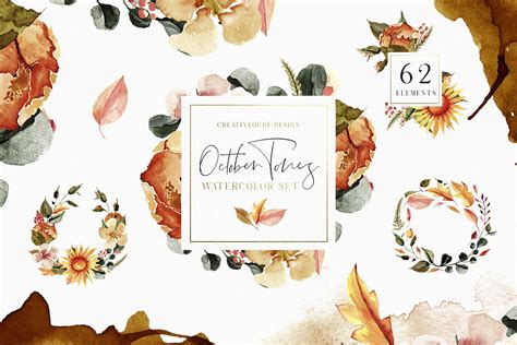 October Tones Watercolor Clipart Graphic By Creativeqube Design