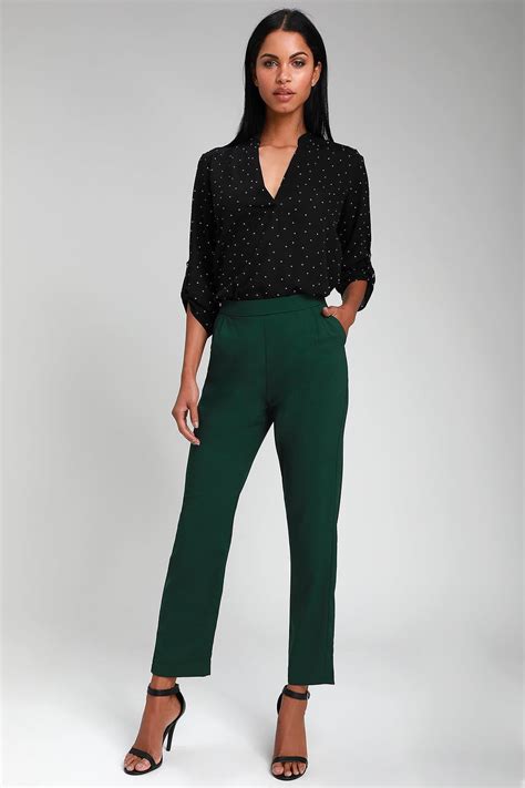 buy dark green dress pants womens in stock
