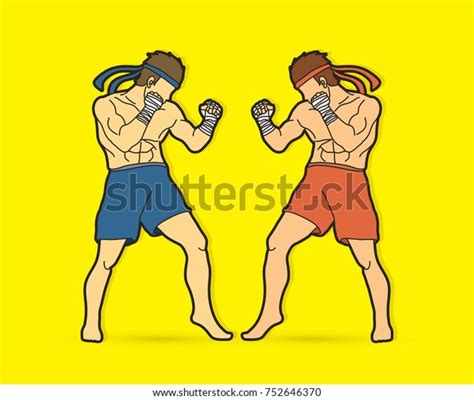 Muay Thai Thai Boxing Standing Ready Stock Vector Royalty Free