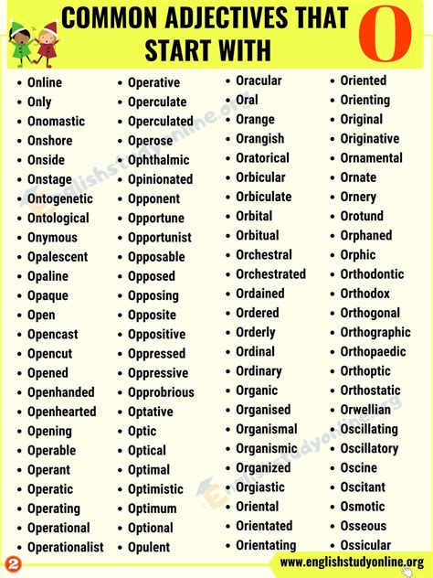 Adjectives are words that describe a noun. Top 320+ Popular Adjectives That Start With O with ESL Images - English Study Online