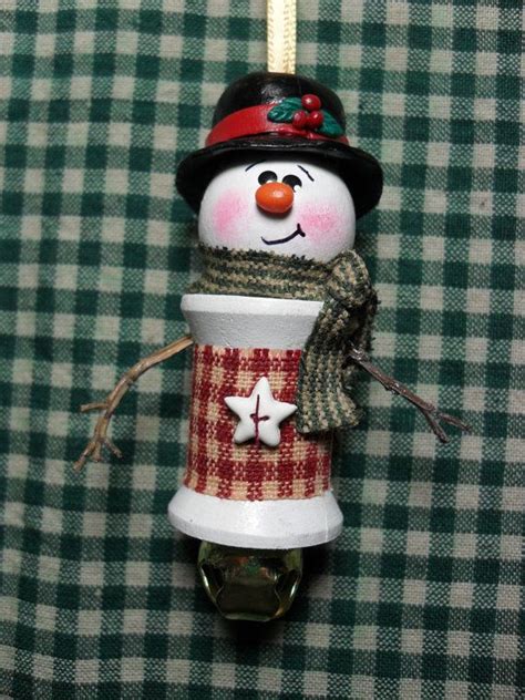 Handmade Snowman Spool Ornament Christmas Ornament Crafts Xmas