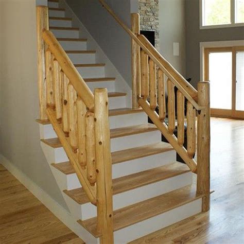 We've found the best methods to keep your staircase shining. rustic wood railing | Log Railings | Rustic staircase ...