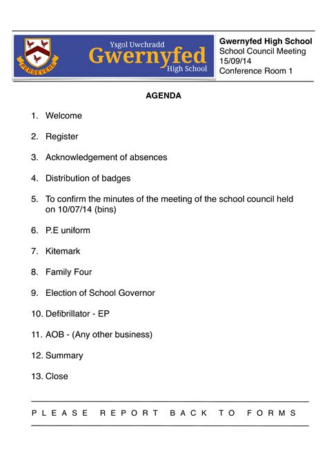 School Meeting Agenda Template Images And Photos Finder