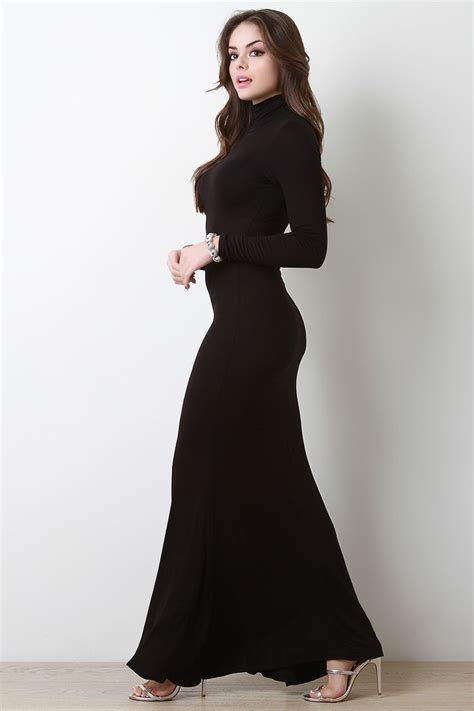 long sleeve turtle neck knit maxi dress this casual dress features a soft knit fabrication
