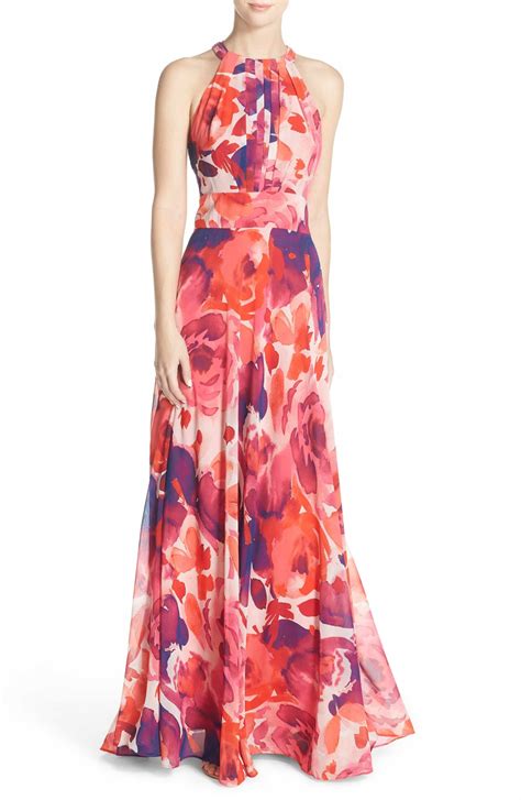 Main Image Eliza J Floral Print Halter Maxi Dress Regular And Petite