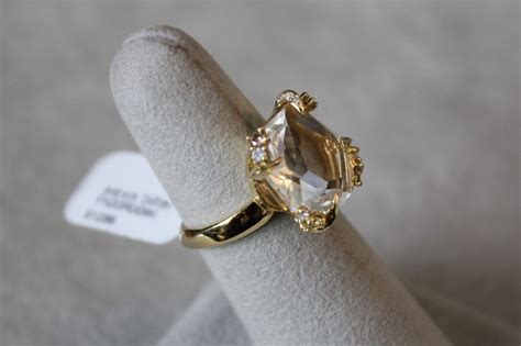 Alexis Bittar 18k Gold Clear Quartz Sapphire And Diamond Ring Sz 6 Rt