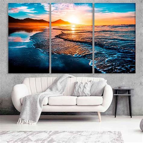 Sunset Canvas Ocean Art Ocean Print Canvases Set Of Sea Ocean Etsy