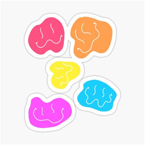 Squiggly Smiley Faces Sticker For Sale By Celishacreates Redbubble