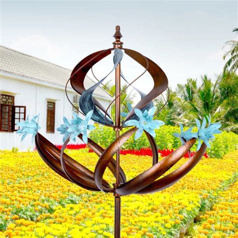 3d Kinetic Lotus Wind Spinner For Home Outdoor Patio Lawn And Garden