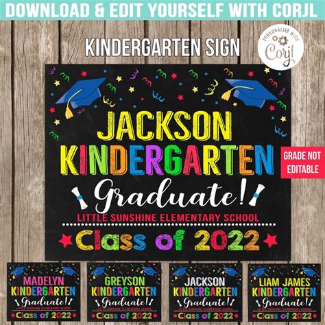 Editable Kindergarten Graduation Sign Kindergarten Graduate Etsy