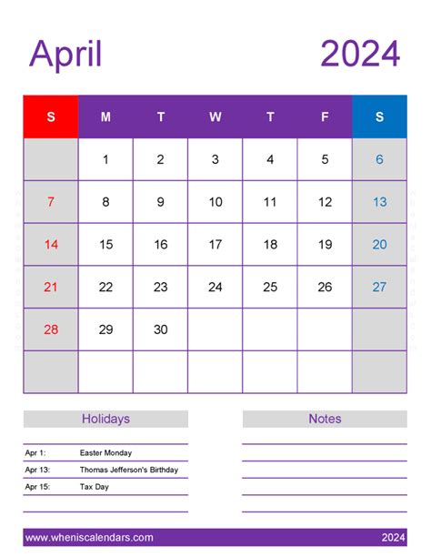 Print Calendar For April 2024 Monthly Calendar