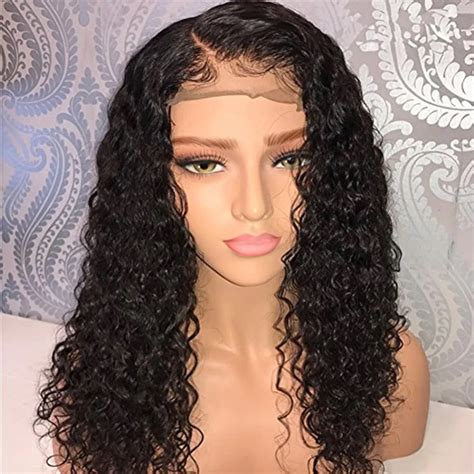 SimBeauty Deep Curly Human Hair Lace Front Wigs With Baby Hair Pre Plucked Natural Hairline