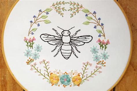 Bee and Honeycomb Themed Hand Embroidery Patterns