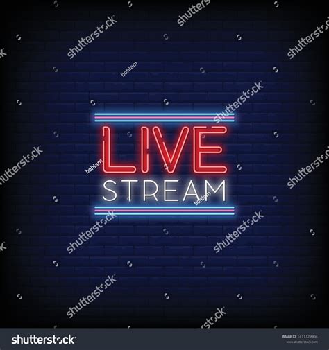 Neon Sign Live Stream Design Element Stock Vector Royalty Free 1411729904