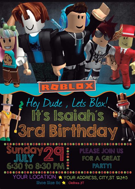 Roblox Birthday Invitation Amazing Party Invite