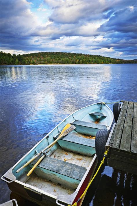 Rowboat Docked On Lake Row Boat Boat House Dock Lake