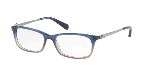 Coach Hc6110 5489 Blue Beige Glitter Rectangle Womens 50 Mm Eyeglasses