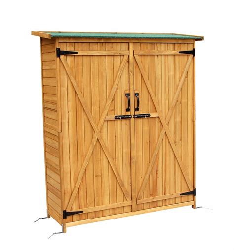 Mcombo Outdoor Storage Cabinet Wood Garden Shed Outside Tool Shed