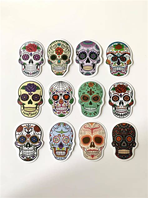 50pc Calavera Stickers Set Skull Stickers Autocollants Etsy