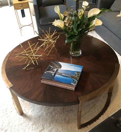 This round wooden table is impeccably crafted by expert artisans. Stanley Furniture Autry Round Cocktail Table with Gold ...