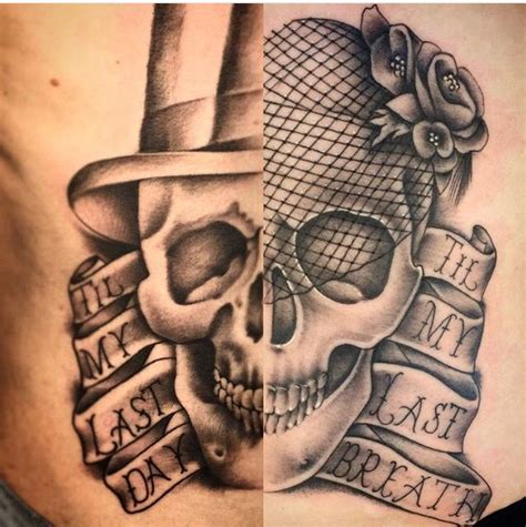 Dance lover study music enjoyed….life#don't follow to unfollow#. Couples tattoo. Skulls. Ty and Chelle. Til my last day ...