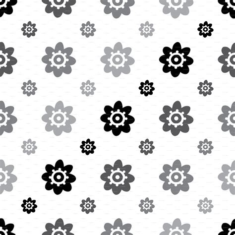 Download Flower Pattern White Grey And Black Wallpaper Floral Design