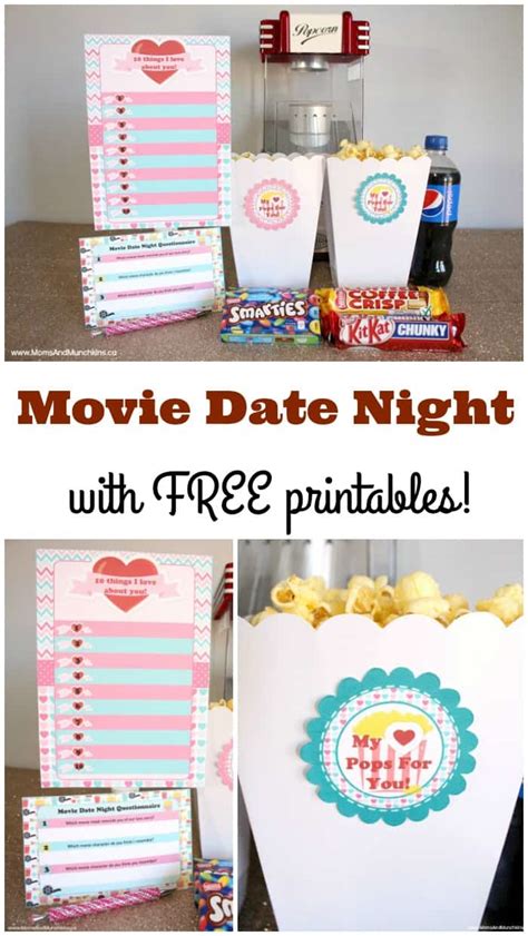 Check out 15 of our favorite romantic comedies that you'll both enjoy. Movie Date Night Free Printables - Moms & Munchkins