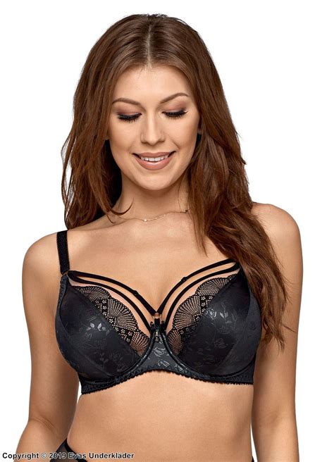 Stylish Bra Beautiful Lace Straps Over Bust Flowers B To J Cup