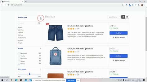 Reactjs Ecommerce Template Free Product Listing Page List View YouTube