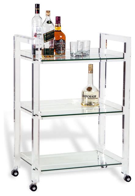 Pennington Modern Acrylic And Glass Serving Bar Cart Modern Bar