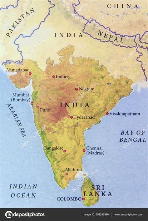 Mapa Geográfico Da Índia Com Cidades Importantes Fotos Imagens De