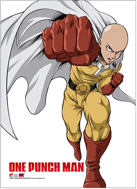He has no habit of heroism in public, and the bald head and chilly body only emphasizes mediocrity. One Punch Man Saitama Punching Wall Scroll - Stella's Belle