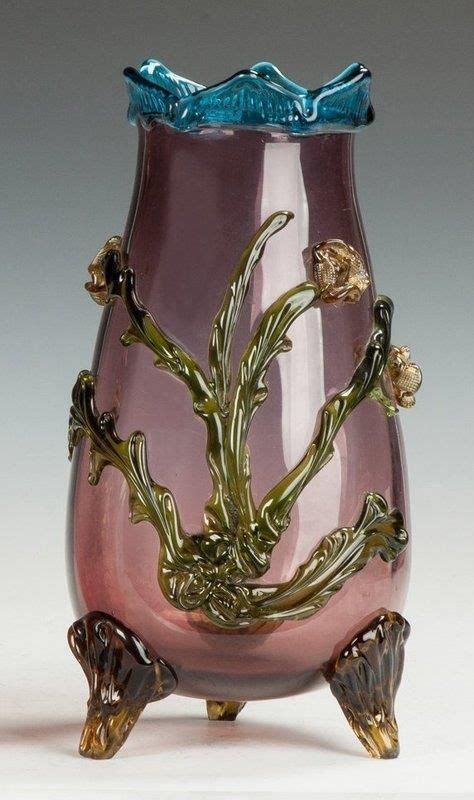 Victorian Art Glass Vase With Applied Flowers Art Glass Vase Glass Art Victorian Vases